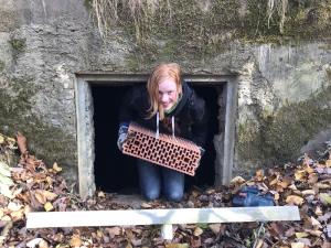 Montage von Überwinterungs-Einrichtungen für Fledermäuse am Wasserhochbehälter bei Merzbach (Rheinbach)